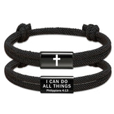 APSVO Black Cross Bracelets for Men Bible Verse Braided Rope Bracelet Catholic Religious Christian First Communion Birthday Graduation Fathers Day Jewelry Gifts Teen Dad Him Adults Ideas