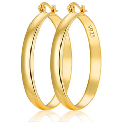 LUNVKY 18K Gold Plated Hoop Earrings for Women Lightweight Hypoallergenic Large Big Chunky Post Earrings 30mm Earrings Birthday Valentines Day Jewelry Gifts Teen Girlfriend Wife Her Female Age Ideas