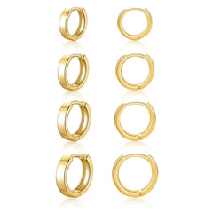 APSVO 4 Pairs Tiny Small Hoop Earrings for Women Gold Post Huggie Hypoallergenic Earrings Set for Multiple Piercing Dainty Cartilage Earrings Birthday Jewelry Gifts Ideas Mom Wife Girlfriend Age