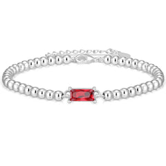 LUNVKY S925 Stering Sliver Plated Beaded Bracelets for Women Girls CZ January Birthstone Bracelets with Red Garnet Birthday Graduation Jewelry Gifts Teen Mom Her Adult Wife Kids Age Ideas