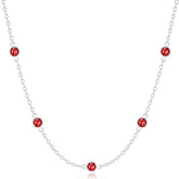 APSVO S925 Sterling Silver Plated Choker Necklaces for Women CZ January Birthstone Chain with Red Garnet Birthday Graduation Prom Summer Fashion Jewelry Gifts Teen Mom Her Adults Wife Age Ideas