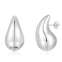 APSVO 18K White Gold Plated Hoop Earrings for Women S925 Sterling Silver Post Chunky Waterdrop Hypoallergenic Earrings Birthday Mothers Day Jewelry Gifts Teen Mom Ideas
