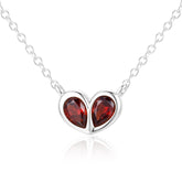 APSVO S925 Sterling Silver Plated Love Heart Necklaces for Women January Birthstone Pendant Chain with Red Garnet Birthday Mothers Day Graduation Jewelry Gifts for Teen Mom Her Adults Wife