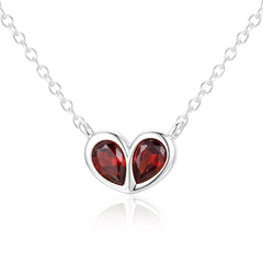 APSVO S925 Sterling Silver Plated Love Heart Necklaces for Women January Birthstone Pendant Chain with Red Garnet Birthday Mothers Day Graduation Jewelry Gifts for Teen Mom Her Adults Wife