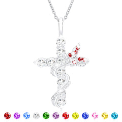 APSVO 18K White Gold Plated Butterfly Cross Necklaces for Women Girls S925 Sterling Silver January Birthstone Necklace with Red Garnet Birthday Xmas Christmas Jewelry Gifts Stocking Stuffers for Mom