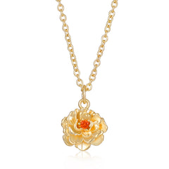APSVO 18K Gold Plated Flower Necklaces for Women Carnation Pendant Chain January Birthday Valentines Day Jewelry Gifts Teen Mom Wife Girlfriend Tween Female Lady Adults Ideas