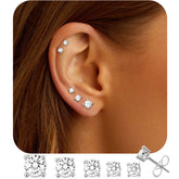 5Pairs-CZ Stud Earring-S