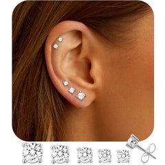 5Pairs-CZ Stud Earring-S