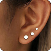 LUNVKY 3 Pairs Round Stud Earrings for Women Small Cartilage S925 Sterling Silver Post Hypoallergenic Earring Sets for Multiple Piercing Birthday Valentines Day Jewelry Gifts Teen Girlfriend Wife Her