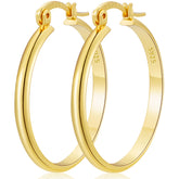 LUNVKY 18K Gold Plated Hoop Earrings for Women Lightweight Hypoallergenic Large Big Chunky Post Earrings 30mm Earrings Birthday Valentines Day Jewelry Gifts Teen Girlfriend Wife Her Female Age Ideas