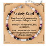 APSVO Natural Healing Crystal Bracelets for Women Stress Worry Anxiety Relief Rose Quartz Amethyst Black Tourmaline Bracelet Birthday Mothers Day Graduation Jewelry Gifts Teen Mom Her Wife Ideas