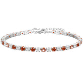 LUNVKY S925 Sterling Silver Plated Tennis Bracelets for Women Girls CZ January Birthstone Bracelets with Red Garnet Birthday Graduation Jewelry Gifts Teen Mom Her Adult Wife Kids Ideas
