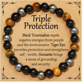 APSVO Natural Healing Crystal Bracelets for Women Triple Protection Energy Hematite Tiger Eye Black Tourmaline Bracelet Birthday Mothers Day Graduation Jewelry Gifts Teen Mom Her Ideas