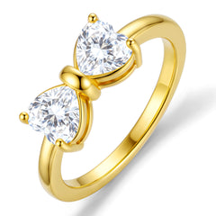 APSVO S925 Sterling Silver Plated Moissanite Bow Love Heart Rings for Women Eternity Promise Band Engagement Rings Wedding Birthday Mothers Day Jewelry Gifts Teen Her Mom Wife Ideas