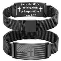 APSVO Black American Flag Cross Bracelets for Men Boys Catholic Christian Religious Birthday Graduation Fathers Day Jewelry Gifts Teen Him Dad Tween Son Boyfriend Preteen Teen Adults Kids Age Ideas