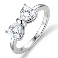 APSVO S925 Sterling Silver Plated Moissanite Bow Love Heart Rings for Women Eternity Promise Band Engagement Rings Wedding Birthday Mothers Day Jewelry Gifts Teen Her Mom Wife Ideas