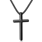 APSVO Black Cross Necklaces for Men Boys Stainless Steel Cross Pendant Chain Catholic Religious Christian Birthday Jewelry Gifts Ideas Dad Husband Son Tween Preteen Boyfriend Teen Teenage Kids Age