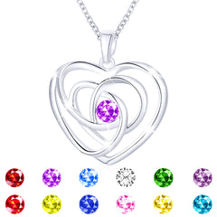 APSVO 18K White Gold Plated Love Heart Necklaces for Women CZ S925 Sterling Silver January Birthstone Necklace with Red Garnet Pendant Chain Birthday Jewelry Gifts Ideas Mom Wife Tween Teen Age