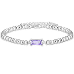 LUNVKY S925 Stering Sliver Plated Beaded Bracelets for Women Girls CZ January Birthstone Bracelets with Red Garnet Birthday Graduation Jewelry Gifts Teen Mom Her Adult Wife Kids Age Ideas