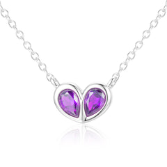 APSVO S925 Sterling Silver Plated Love Heart Necklaces for Women January Birthstone Pendant Chain with Red Garnet Birthday Mothers Day Graduation Jewelry Gifts for Teen Mom Her Adults Wife