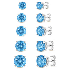 APSVO 5 Pairs 18K White Gold Plated Stud Earrings for Women S925 Sterling Silver Post January Birthstone Earrings Set with Red Garnet Birthday Mother's Day Jewelry Gifts Mom Wife Age Ideas