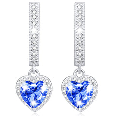 March Love Heart Birthstone Earrings-S