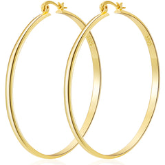 LUNVKY 18K Gold Plated Hoop Earrings for Women Lightweight Hypoallergenic Large Big Chunky Post Earrings 30mm Earrings Birthday Valentines Day Jewelry Gifts Teen Girlfriend Wife Her Female Age Ideas
