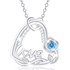APSVO S925 Sterling Silver Plated Love Heart Rose Necklaces for Women January Birthstone Necklace with Red Garnet Birthday Graduation Jewelry Gifts Teen Her Mom Female Lady Adult Age Ideas