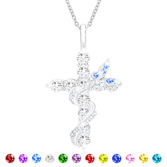 APSVO 18K White Gold Plated Butterfly Cross Necklaces for Women Girls S925 Sterling Silver January Birthstone Necklace with Red Garnet Birthday Xmas Christmas Jewelry Gifts Stocking Stuffers for Mom