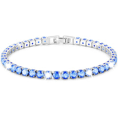 APSVO 18K White Gold Plated Tennis Bracelets for Women Girls CZ S925 Sterling Silver January Birthstone Bracelet with Red Garnet Graduation Wedding Birthday Jewelry Gifts Teen Kids Mom Ideas Age