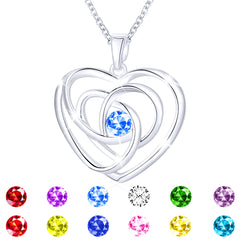 APSVO 18K White Gold Plated Love Heart Necklaces for Women CZ S925 Sterling Silver January Birthstone Necklace with Red Garnet Pendant Chain Birthday Jewelry Gifts Ideas Mom Wife Tween Teen Age
