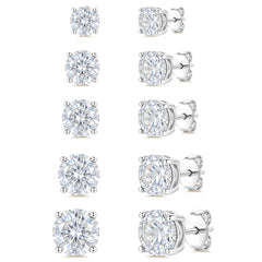 APSVO 5 Pairs 18K White Gold Plated Stud Earrings for Women S925 Sterling Silver Post January Birthstone Earrings Set with Red Garnet Birthday Mother's Day Jewelry Gifts Mom Wife Age Ideas