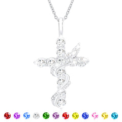 APSVO 18K White Gold Plated Butterfly Cross Necklaces for Women Girls S925 Sterling Silver January Birthstone Necklace with Red Garnet Birthday Xmas Christmas Jewelry Gifts Stocking Stuffers for Mom