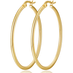 LUNVKY 18K Gold Plated Hoop Earrings for Women Big Large Chunky Post Lightweight Hypoallergenic Earrings Birthday Graduation Jewelry Gifts Teen Her Mom Girlfriend Wife Adults Ideas 20MM