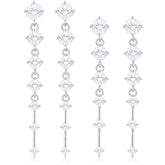 APSVO 18K White Gold Plated Drop Earrings for Women S925 Sterling Silver Post Hypoallergenic Dangle Earrings Set Wedding Birthday Mothers Day Jewelry Gifts Teen Mom Bride Bridesmaid Girlfriend Wife