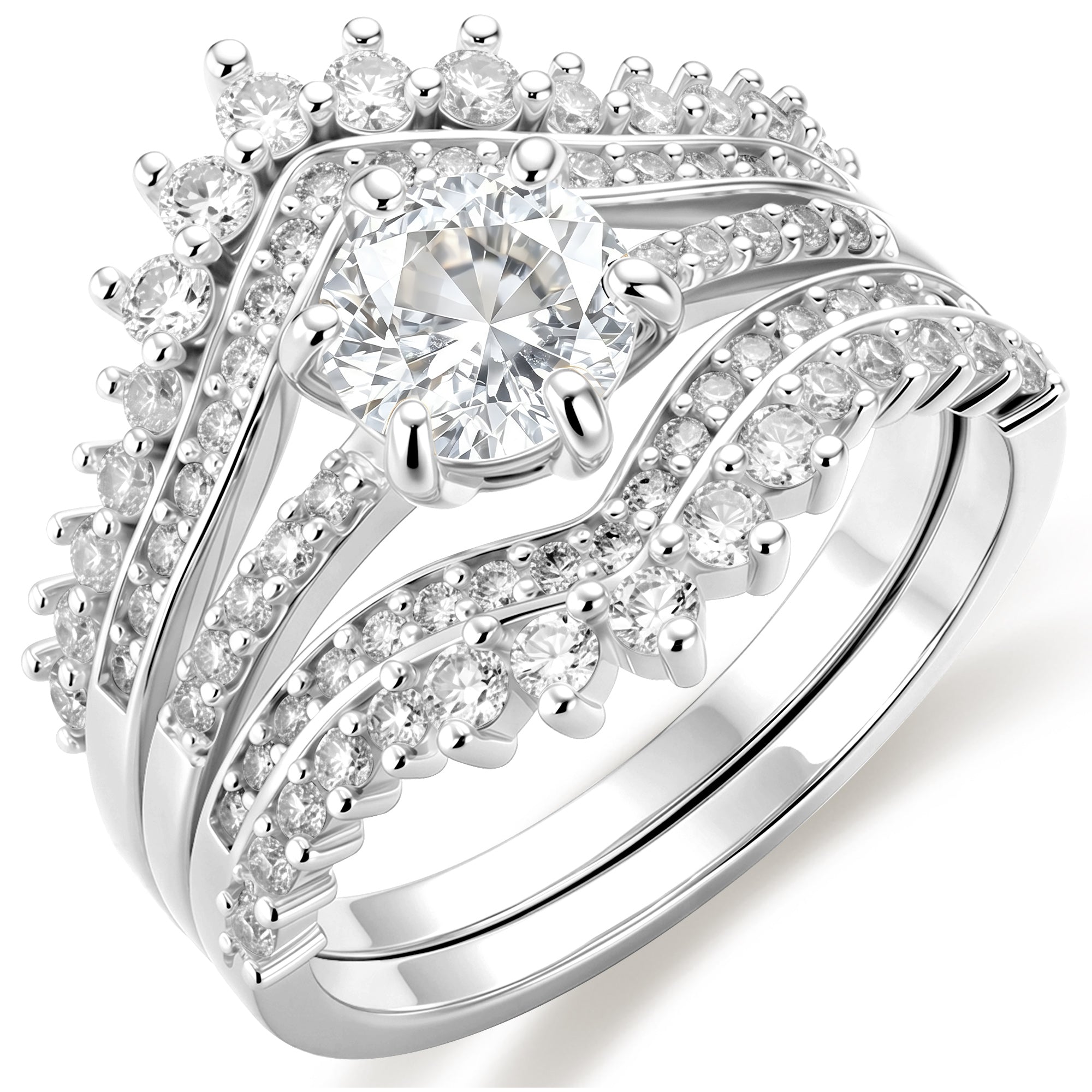3pcs CZ Rings Set-S-11