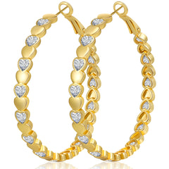 LUNVKY 18K Gold Plated Love Heart Hoop Earrings for Women CZ Big Large Chunky Post Lightweight Hypoallergenic Earrings Birthday Graduation Jewelry Gifts Teen Her Mom Girlfriend Wife Adults Ideas 30MM