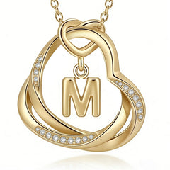 APSVO 14K Gold Plated Love Heart Initial Necklaces for Women CZ Bubble Letter A Pendant Chain Birthday Graduation Mother's Day Jewelry Gifts Ideas