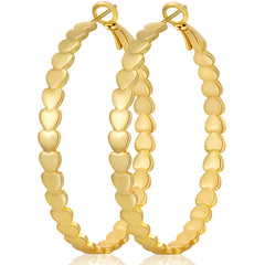 LUNVKY 18K Gold Plated Love Heart Hoop Earrings for Women Big Large Chunky Post Lightweight Hypoallergenic Earrings Birthday Graduation Jewelry Gifts Teen Her Mom Girlfriend Wife Adults Ideas 30MM