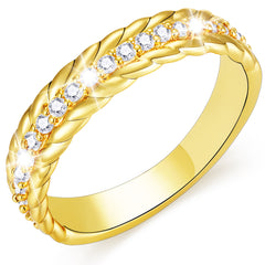 APSVO 18K White Gold Plated 0.1ct Rings for Women Stackable Non Tarnish Knuckle CZ S925 Sterling Silver Eternity Promise Band Wedding Engagement Birthday Jewelry Gifts Bride Girlfriend Mom Wife Ideas