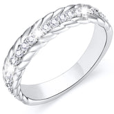 APSVO 18K White Gold Plated 0.1ct Rings for Women Stackable Non Tarnish Knuckle CZ S925 Sterling Silver Eternity Promise Band Wedding Engagement Birthday Jewelry Gifts Bride Girlfriend Mom Wife Ideas