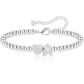 APSVO S925 Sterling Silver Plated Love Heart Initial Bracelet for Women Girls CZ Letter A Beaded Bracelet Birthday Graduation Jewelry Gifts Teen Mom Her Adults Wife Kids Age Ideas