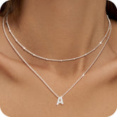 Silver-Layer Letter Necklace-A