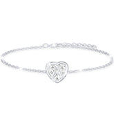 APSVO 18K White Gold Plated Love Heart Initial Bracelets for Women Girls CZ S925 Sterling Silver Letter A Bracelet Wedding Birthday Jewelry Gifts Ideas Teen Mom Wife Daughter Sister Kids Age