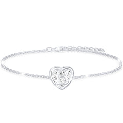 APSVO 18K White Gold Plated Love Heart Initial Bracelets for Women Girls CZ S925 Sterling Silver Letter A Bracelet Wedding Birthday Jewelry Gifts Ideas Teen Mom Wife Daughter Sister Kids Age