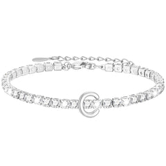 LUNVKY S925 Sterling Silver Plated Tennis Initial Bracelets for Women CZ Letter A Bracelet Birthday Mothers Day Graduation Jewelry Gifts Teen Mom Her Adult Wife Daughter Sister Age Ideas