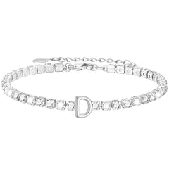 LUNVKY S925 Sterling Silver Plated Tennis Initial Bracelets for Women CZ Letter A Bracelet Birthday Mothers Day Graduation Jewelry Gifts Teen Mom Her Adult Wife Daughter Sister Age Ideas
