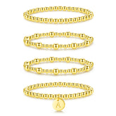 APSVO 18K Gold Plated Initial Beaded Bracelets for Women Charms Stackable Letter A Chain Bracelet Set Birthday Graduation Mothers Day Jewelry Gifts Teen Mom Her Girlfriend Adults Wife Daughter Ideas
