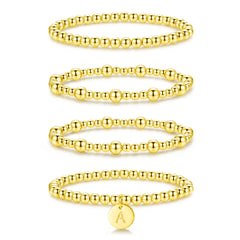 APSVO 18K Gold Plated Initial Beaded Bracelets for Women Charms Stackable Letter A Chain Bracelet Set Birthday Graduation Mothers Day Jewelry Gifts Teen Mom Her Girlfriend Adults Wife Daughter Ideas