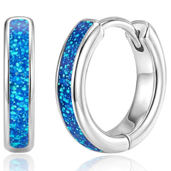 APSVO Hoop Earrings for Women White Opal Small Huggie Cartilage S925 Sterling Silver Post Hypoallergenic Earrings Birthday Valentines Day Jewelry Gifts Her Teen Mom Wife Lady Adults Her Ideas
